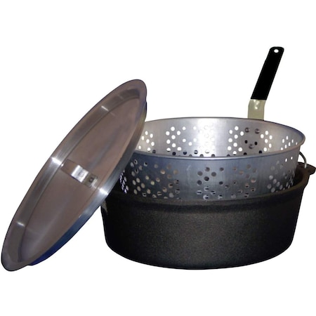 King Kooker 6qt. Cast Iron Pot, Aluminum Lid and Basket CIFFB